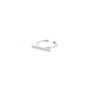 Narrow Etched Bar Ring, Silver