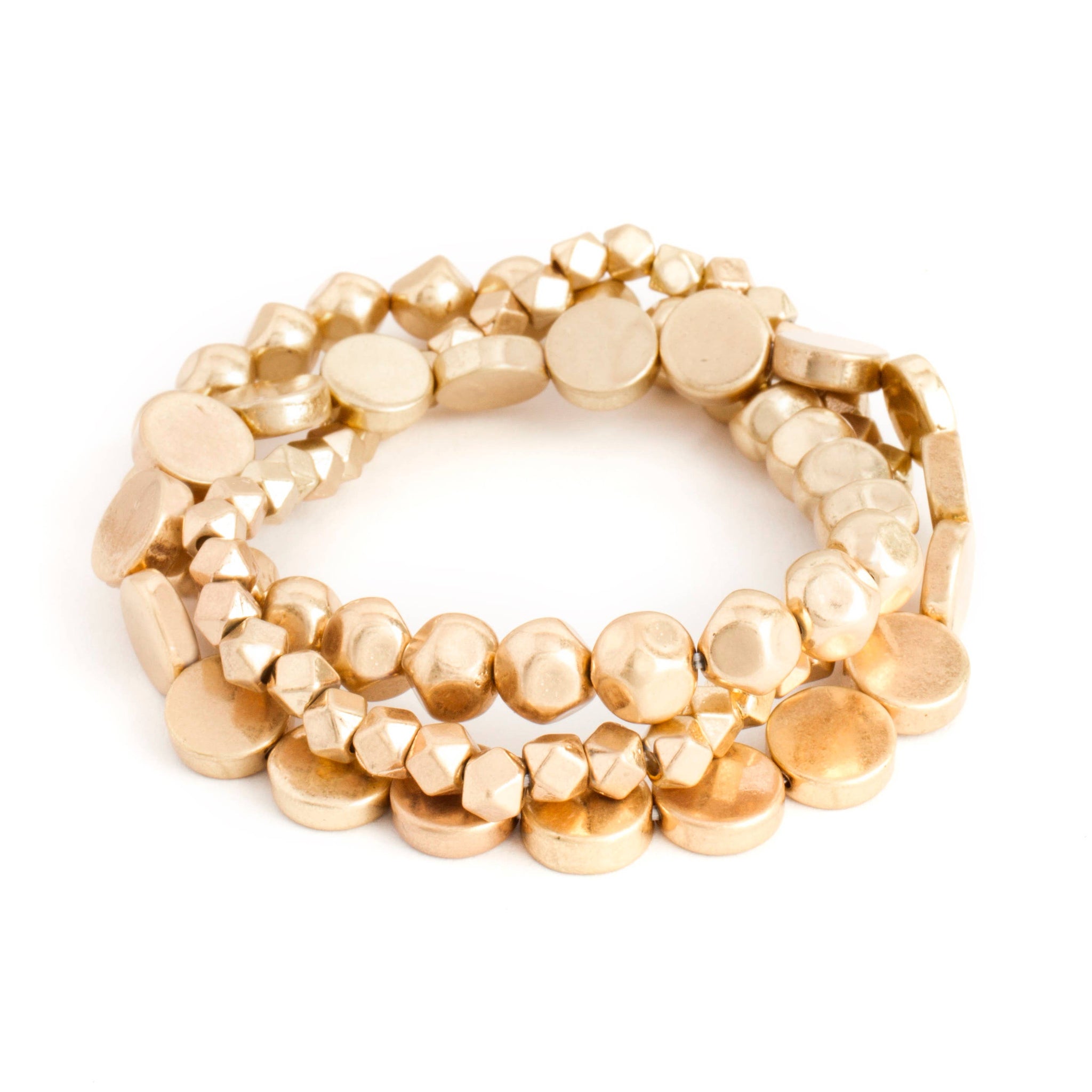 Set/3 Muted Tone Bracelets - Gold