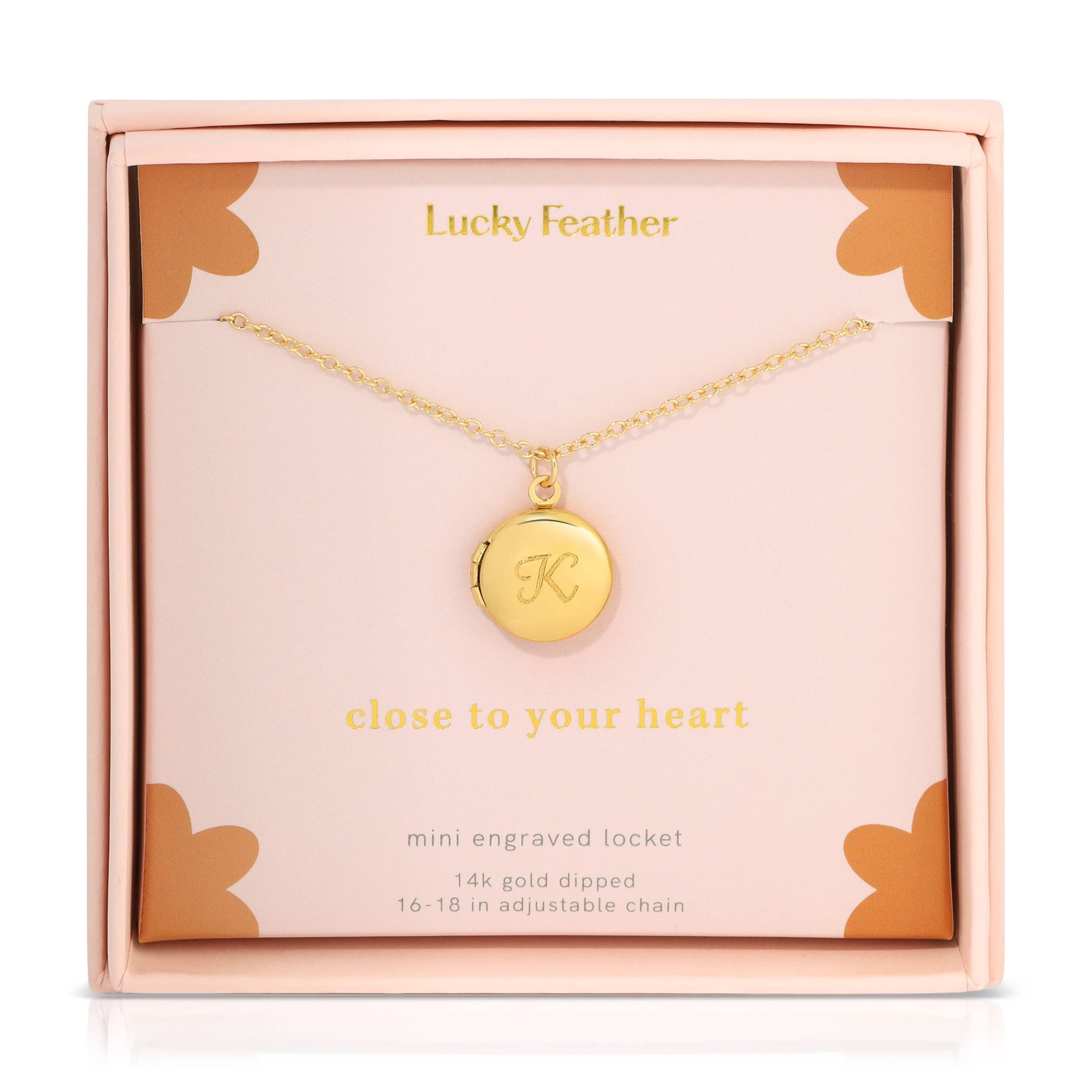Lucky Feather - Mini Engraved Locket - K