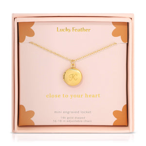 Lucky Feather - Mini Engraved Locket - K