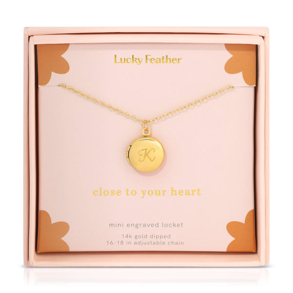 Lucky Feather - Mini Engraved Locket - K