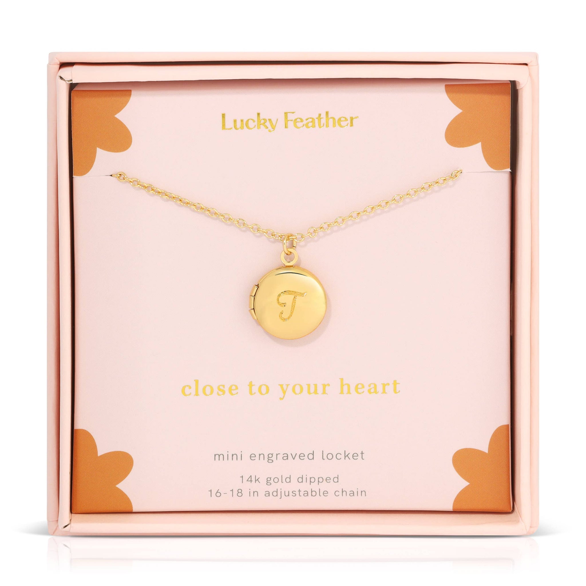 Lucky Feather - Mini Engraved Locket - T