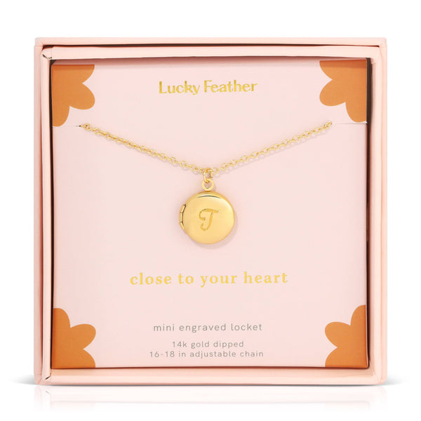 Lucky Feather - Mini Engraved Locket - T