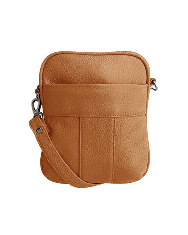 Roma Leathers - W008 cowhide leather crossbody: Light brown