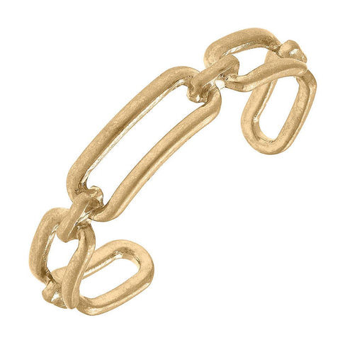 CANVAS Style - Sterling Chain Link Bangle in Worn Gold