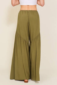 Vanilla Monkey - Tiered Palazzo Pants With Shirring Tassel