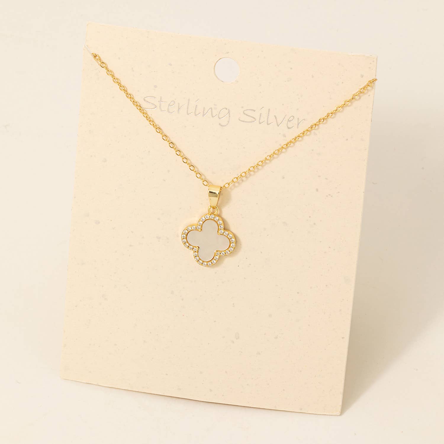 Fame Accessories - Sterling Silver Clover Pendant Necklace: GMO