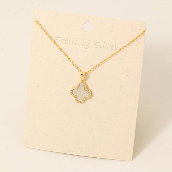 Fame Accessories - Sterling Silver Clover Pendant Necklace: GMO