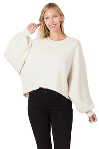 XL BALLOON SLEEVE SOFT STRETCH SWEATSHIRT