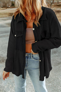 Little Daisy Closet - Contrast Flap Pockets Relaxed Shacket