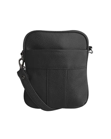 Roma Leathers - W008 cowhide leather crossbody: Black