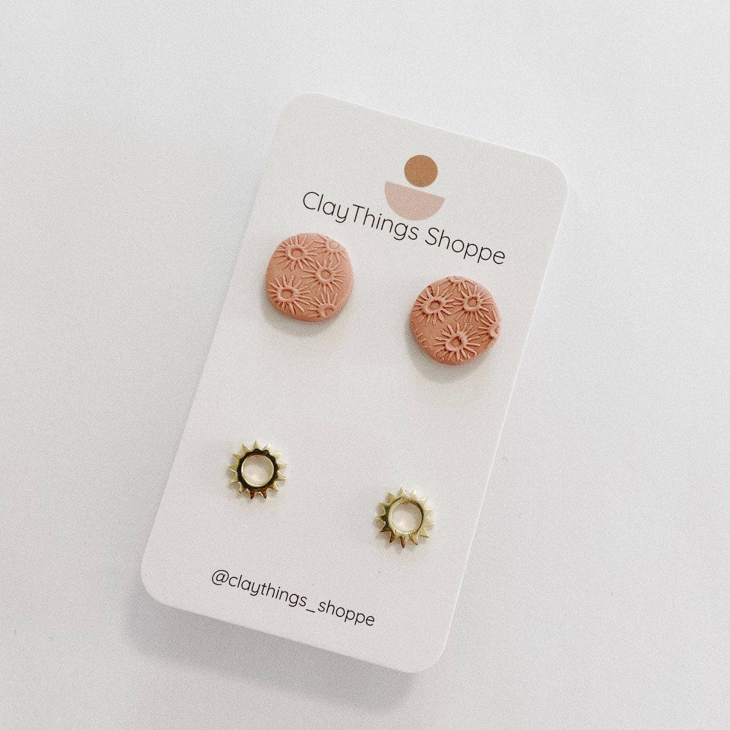 Stud Pack, Polymer Clay Studs, Blush Circles and Brass Studs