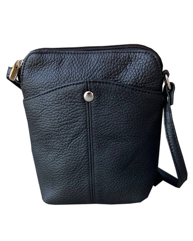 Roma Leathers - W026 Cowhide Women Mini crossbody shoulder bag phone pouch: Black