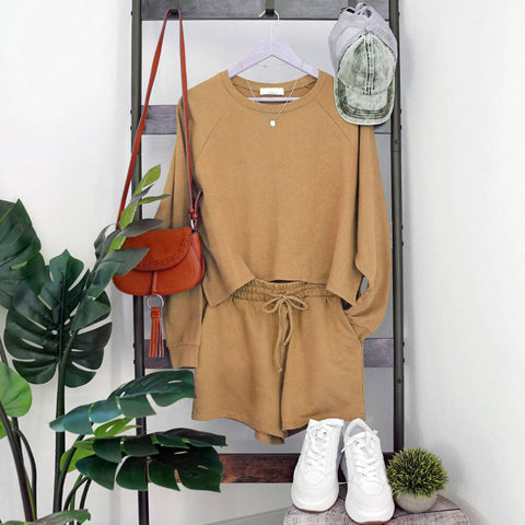 XL  100% Cotton French terry Top & Shorts 2PC Set