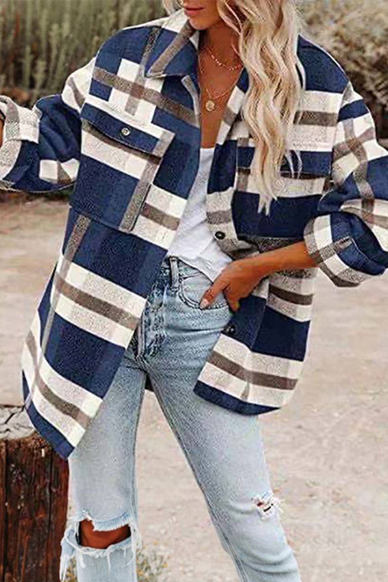 Lily Clothing - WOMEN OVERSIZED PLAID PATTERN LONG SHACKET_CWOJA0438