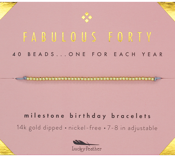 Lucky Feather - Milestone Birthday Bracelet - GOLD - Forty