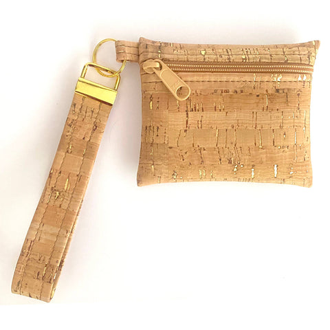 Wristlet Key Chain Zipper Pouch | Gold Flecked