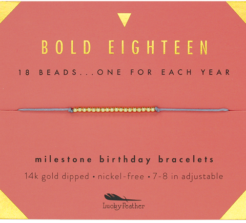 Lucky Feather - Milestone Birthday Bracelet - GOLD - Eighteen