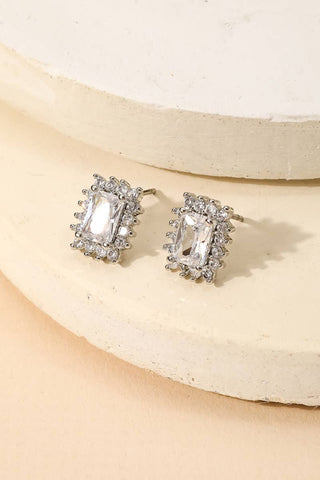 Mini Rectangle Rhinestone Stud Earrings