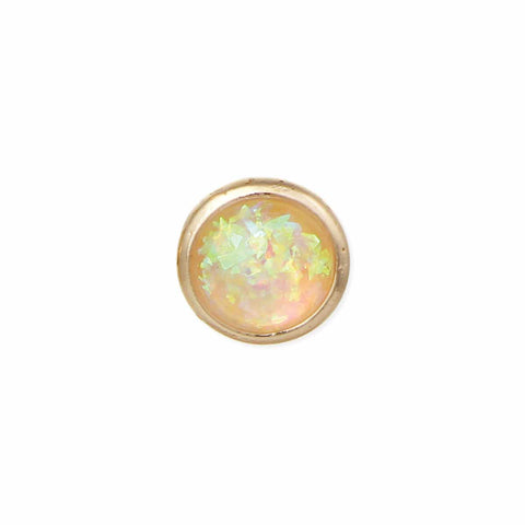 ZAD - Round Opal Gold Ear Stacks Post Earrings