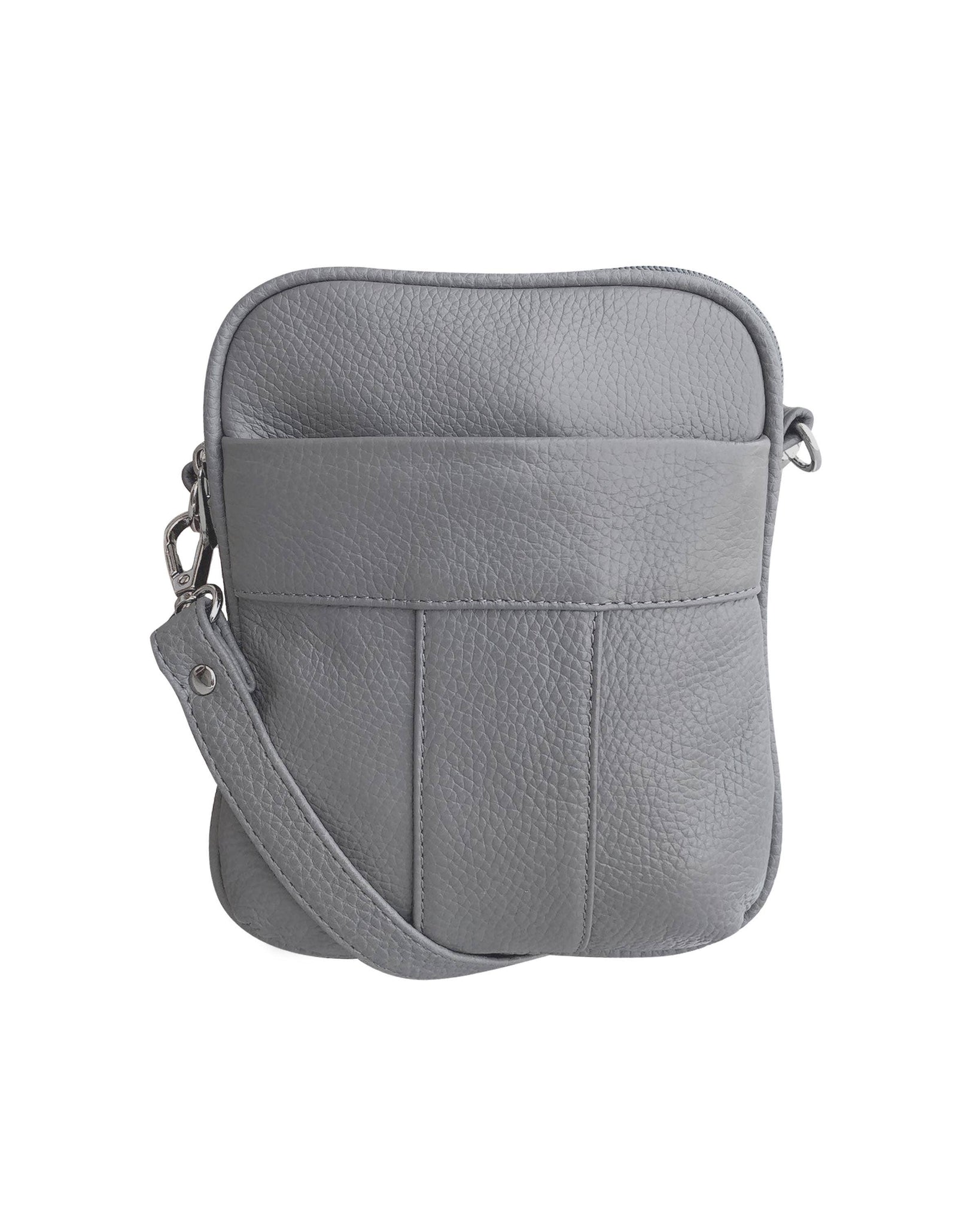 Roma Leathers - W008 cowhide leather crossbody: Gray