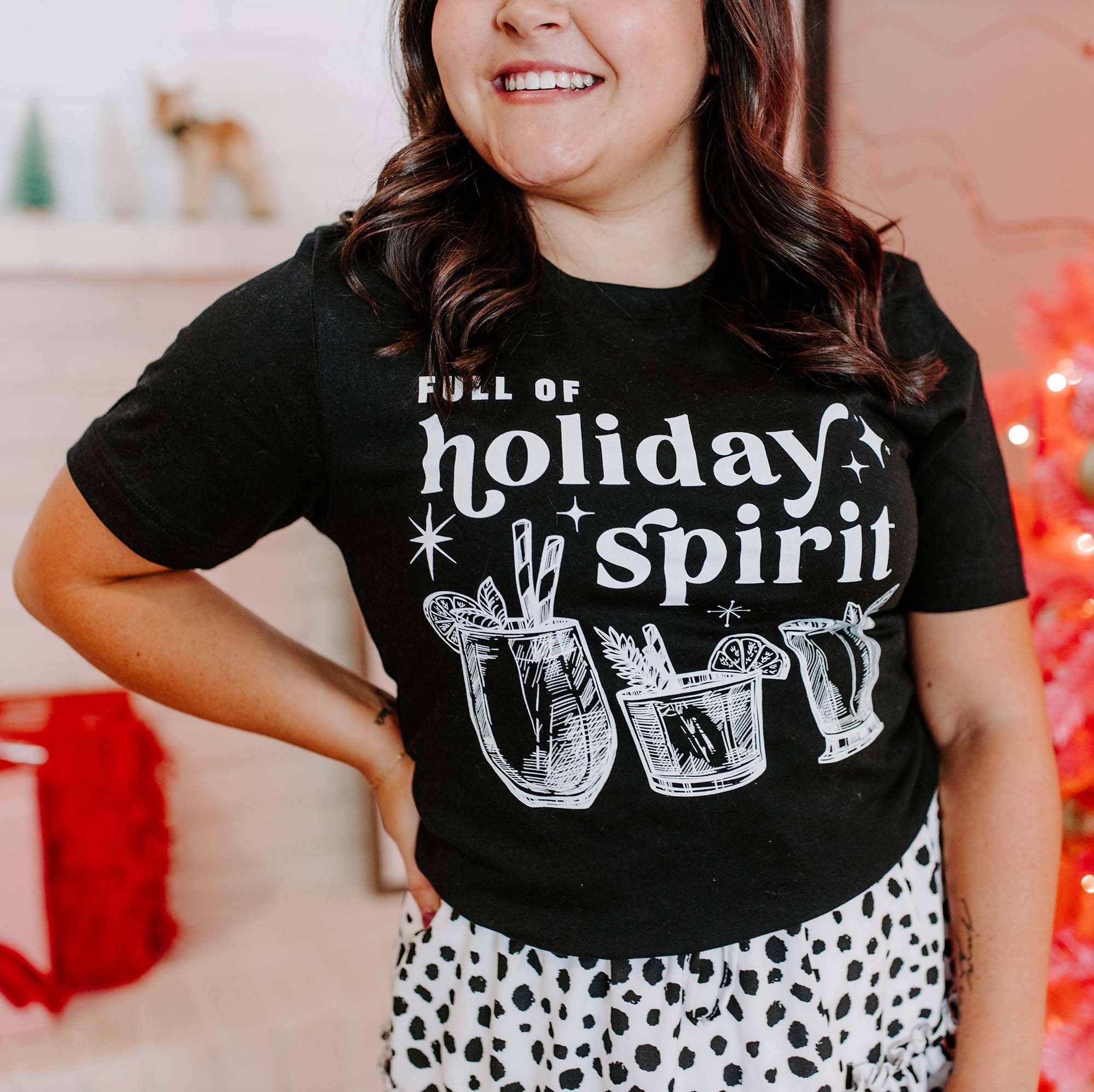 Mugsby - Full of Holiday Spirit BLACK Christmas Shirt