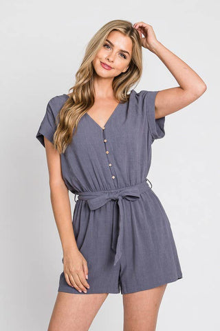 Vanilla Monkey - Cap Sleeve Linen Romper