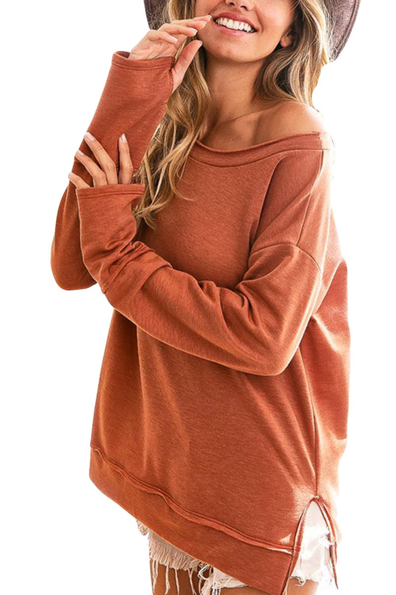 Vanilla Monkey - Terry Knit Cut Edge Round Neck Thumb Opening