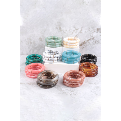 MYS Wholesale Inc - HDB3755  - TUBULAR BEAD ACRYLIC 3 SET BANGLE BRACELET